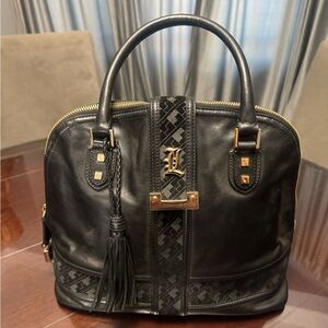 L.A.M.B. Black Satchel with Gold Accents